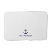 Nautic Custom Boat Name navvvy blauer Anker weiß Badematte (Vorderseite)