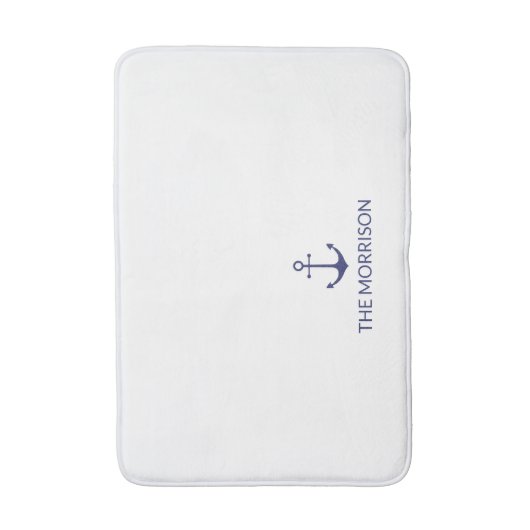 Nautic Custom Boat Name navvvy blauer Anker weiß Badematte (Vorderseite Vertikal)