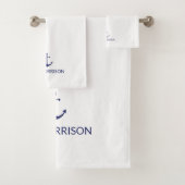 Nautic Custom Boat Name navvvy blauer Anker weiß Badhandtuch Set (Insitu)