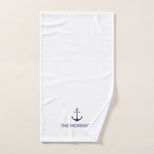 Nautic Custom Boat Name navvvy blauer Anker weiß Badhandtuch Set (Handtuch)