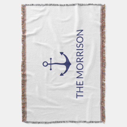 Nautic Custom Boat Name navvvy blauer Anker weiß Decke (Vorderseite Vertikal)