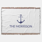 Nautic Custom Boat Name navvvy blauer Anker weiß Decke (Vorderseite)