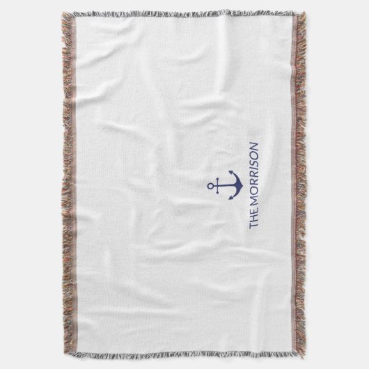 Nautic Custom Boat Name navvvy blauer Anker weiß Decke (Vorderseite Vertikal)