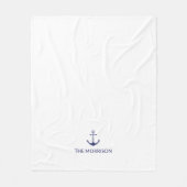 Nautic Custom Boat Name navvvy blauer Anker weiß Fleecedecke (Vorderseite)