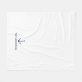 Nautic Custom Boat Name navvvy blauer Anker weiß Fleecedecke (Vorderseite (Horizontal))