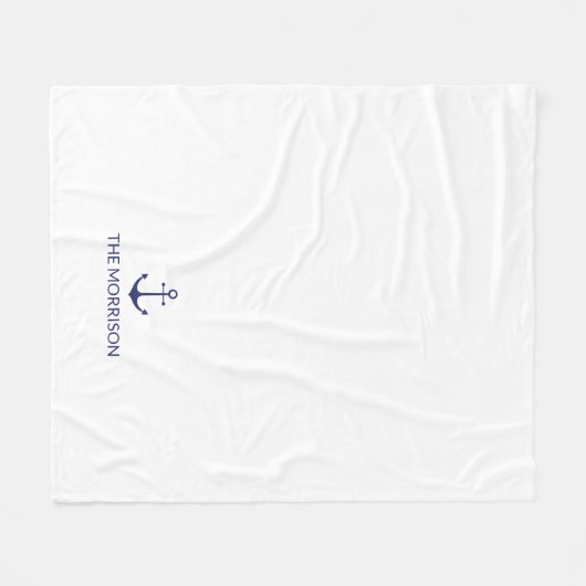 Nautic Custom Boat Name navvvy blauer Anker weiß Fleecedecke (Vorderseite (Horizontal))