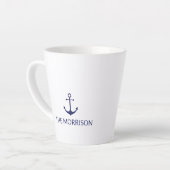 Nautic Custom Boat Name navvvy blauer Anker weiß Milchtasse (Linke Ecke)