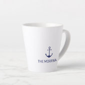 Nautic Custom Boat Name navvvy blauer Anker weiß Milchtasse (Rechte Ecke)