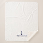 Nautic Custom Boat Name navvvy blauer Anker weiß Sherpadecke (Vorderseite)