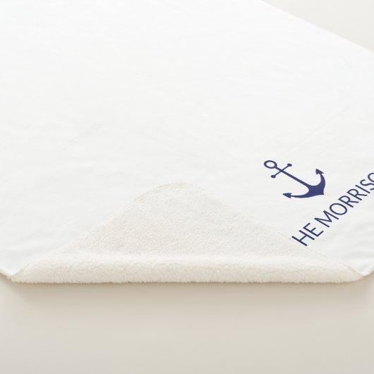 Nautic Custom Boat Name navvvy blauer Anker weiß Sherpadecke (3/4)