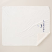 Nautic Custom Boat Name navvvy blauer Anker weiß Sherpadecke (Vorderseite (Horizontal))