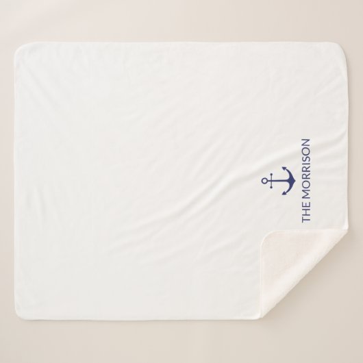 Nautic Custom Boat Name navvvy blauer Anker weiß Sherpadecke (Vorderseite (Horizontal))