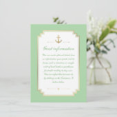 Nautic Custom Minze White Wedding Card Begleitkarte (Stehend Vorderseite)