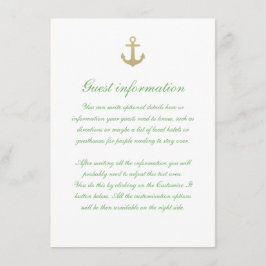 Nautic Custom Minze White Wedding Card Begleitkarte