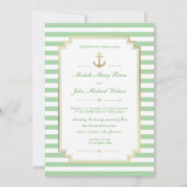 Nautic Custom Minze White Wedding Einladung (Vorderseite)