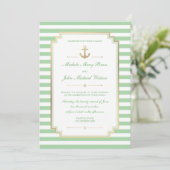 Nautic Custom Minze White Wedding Einladung (Stehend Vorderseite)