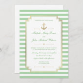 Nautic Custom Minze White Wedding Einladung (Vorne/Hinten)