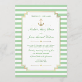 Nautic Custom Minze White Wedding Einladung