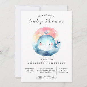 Nautic Custom Whale Baby Dusche Einladung