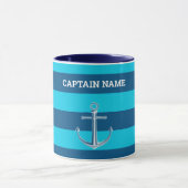 Nautic Customize Boat Name Anchor Navy Blue Tasse (Zentrum)