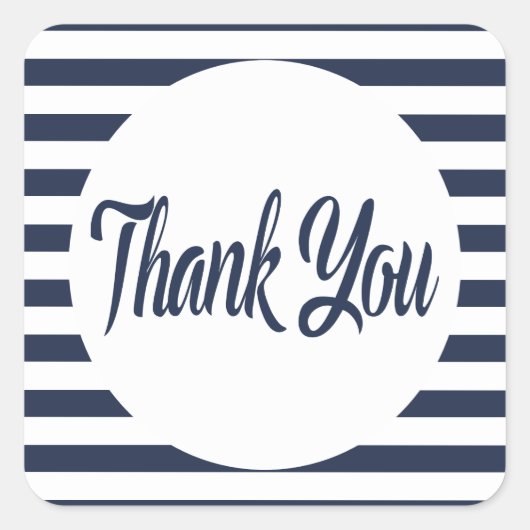Nautic Dankeschön an die blaue und weiße Streifen Quadratischer Aufkleber (Vorderseite)