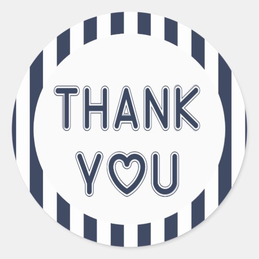 Nautic Dankeschön an die blaue und weiße Streifen Runder Aufkleber (Vorderseite)