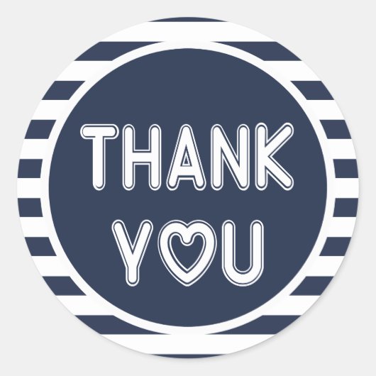 Nautic Dankeschön an die blaue und weiße Streifen Runder Aufkleber (Vorderseite)