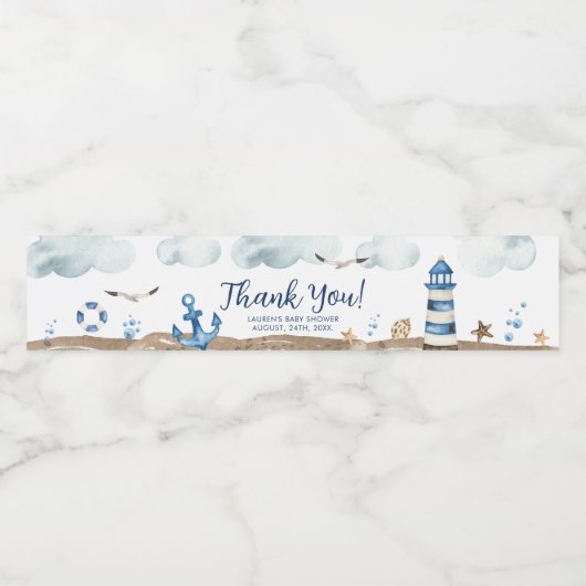 Nautic Dankeschön Baby Dusche Wasser Flasche Etike Wasserflaschenetikett (Einzelnes Label)