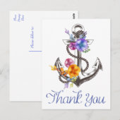 Nautic Dankeschön Boat Anchor Floral Postcard Postkarte (Vorne/Hinten)
