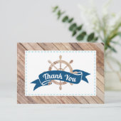 Nautic Dankeschön Karte in Navy Blue und Aqua (Stehend Vorderseite)