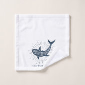 Nautic Delphin Personalisiert Familienname Badhandtuch Set (Waschlappen)