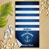 Nautic Design Navy Blue Strip Beach Handtuch