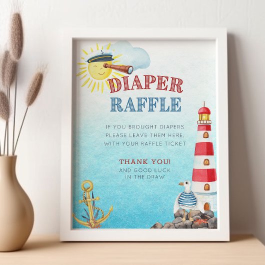 Nautic Diaper Raffle Baby Shower Poster