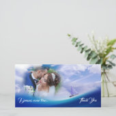 Nautic Dreams Dankbarkeit Deep Blue Sea Wedding Dankeskarte (Stehend Vorderseite)