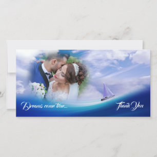 Nautic Dreams Dankbarkeit Deep Blue Sea Wedding Dankeskarte