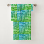 Nautic Driftwood Starfish Muster Blau Grün Badhandtuch Set (Insitu)