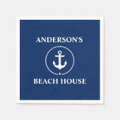 Nautic Familienname Beach House Navy Blue Serviette (Vorderseite)
