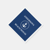 Nautic Familienname Beach House Navy Blue Serviette (Ecke)