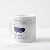 Nautic Familienname Beach House Whale Navy Blue Kaffeetasse (Vorderseite Links)