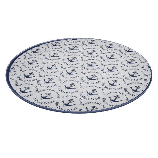 Nautic Family Boat Name Navy Anchor Schneidebrett (Ecke)