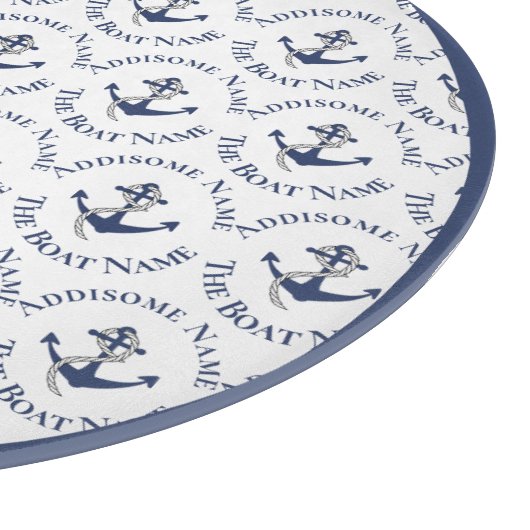 Nautic Family Boat Name Navy Anchor Schneidebrett (Ecke)
