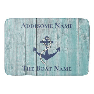 Nautic Family Boat Name Navy Anchor Table Lamp Badematte