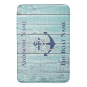 Nautic Family Boat Name Navy Anchor Table Lamp Badematte (Vorderseite Vertikal)