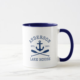 Nautic Family Lake House Blue Anchor Oars Blue Tasse