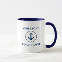 Nautic Family Name Beach House Blue Anchor BL