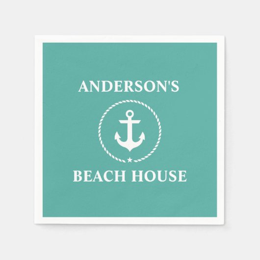 Nautic Family Name Beach House Serviette (Vorderseite)