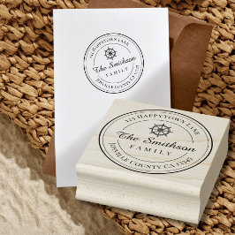 Nautic Family Rücksendeadresse Wood Art Briefmarke Gummistempel