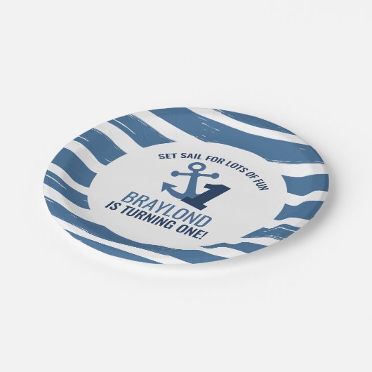 Nautic First Birthday Paper Teller (Schrägansicht)
