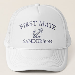 Nautic First Mate Anchor Boat Name Navy Baseball Truckerkappe