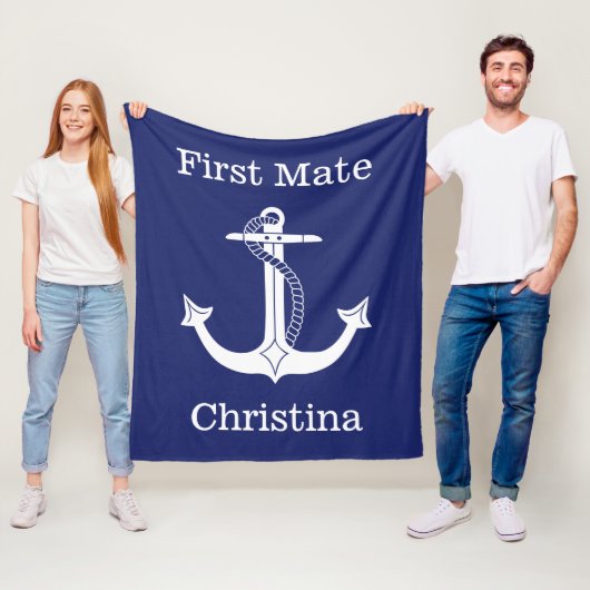 Nautic First Mate White Anchor Personalisiert Fleecedecke (Beispiel)